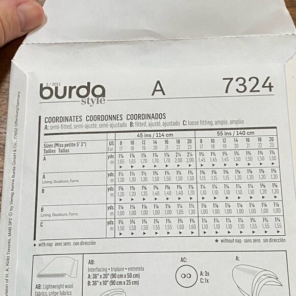 Burda sewing pattern #7321 coordinates jacket top skirt UNCUT size US 8-20 - Picture 5 of 7